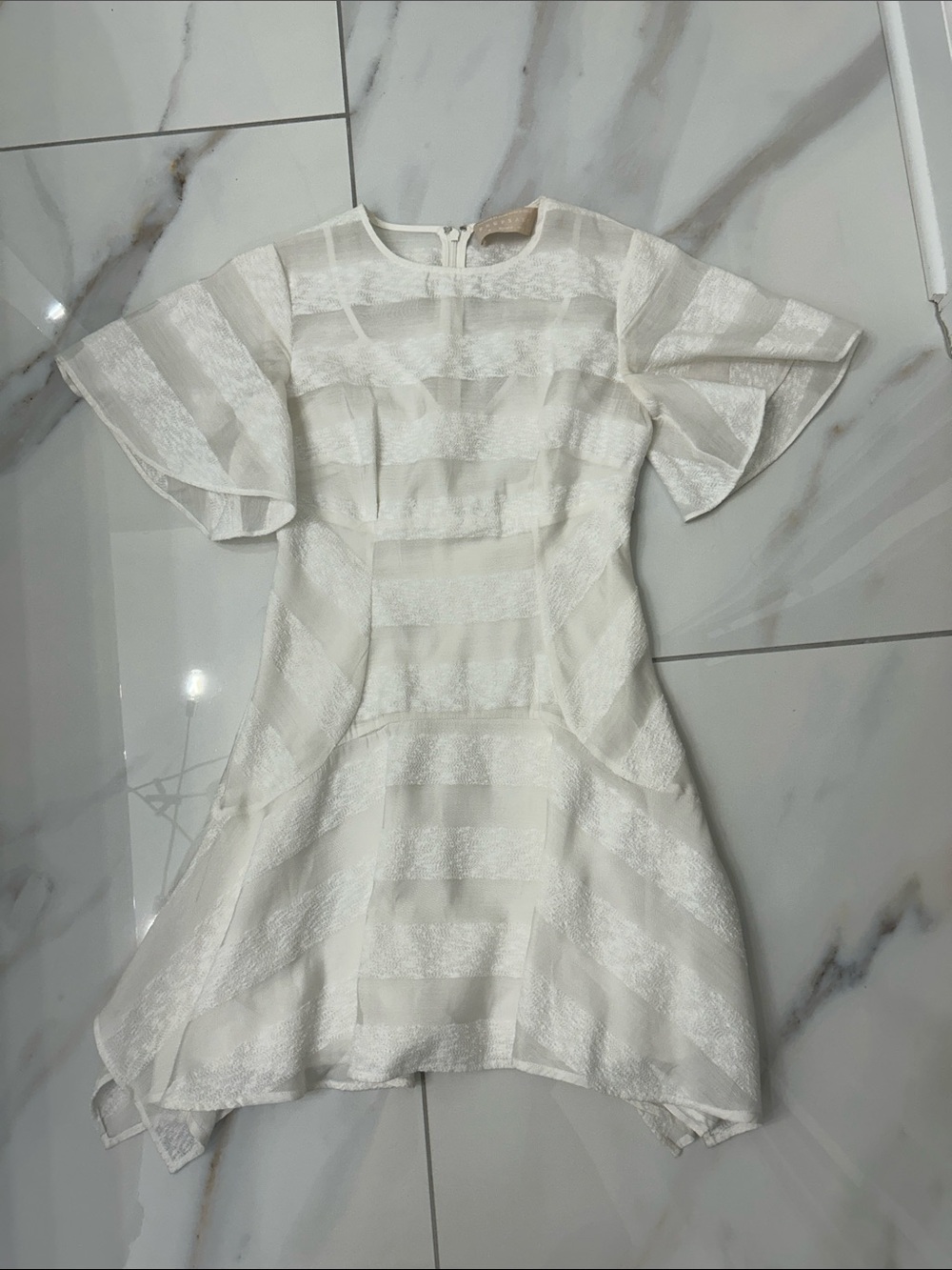KEEPSAKE the Label White Textured Stripe Wedding/Party Dress